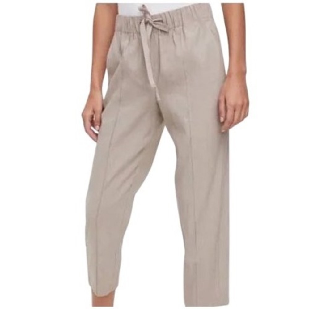 NWT Aritzia Babaton Errol Linen Blend Slim Ankle Pants Cairo Beige Tan Sz Small